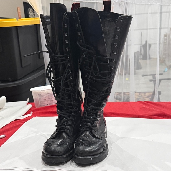 NaNa industrial leather Black Lace-Up Tall Boots - Picture 2 of 8